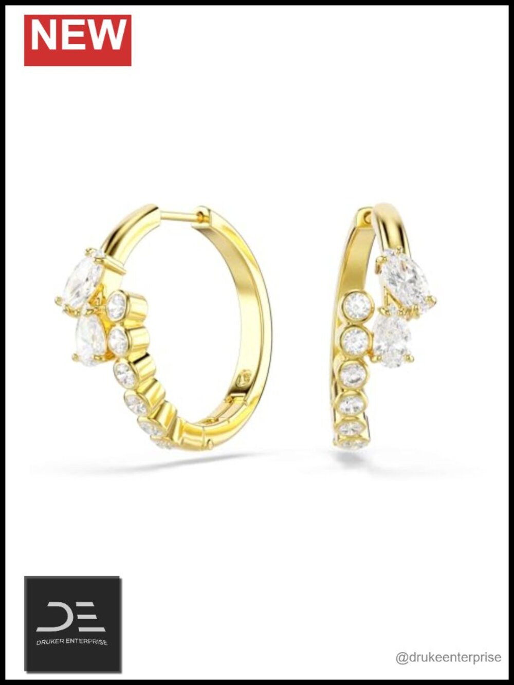 Swarovski Zirconia 18K Gold Finish Hoop Earrings